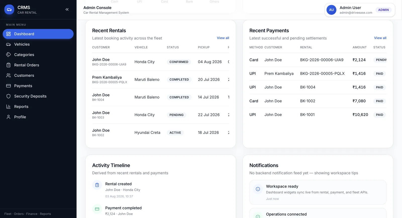 Car Rental System — Fleet Management & Online Booking Portal — Showcase Asset 5